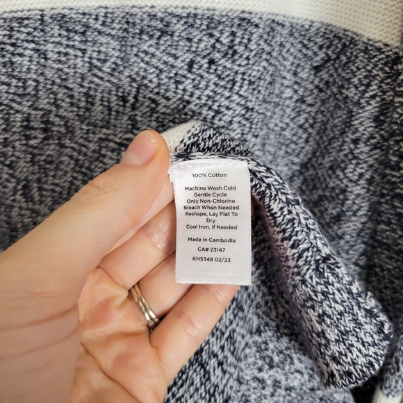 Talbots Womens Navy Striped Marled Duster Long Cardigan Size Petite 100% Cotton - Picture 9 of 10